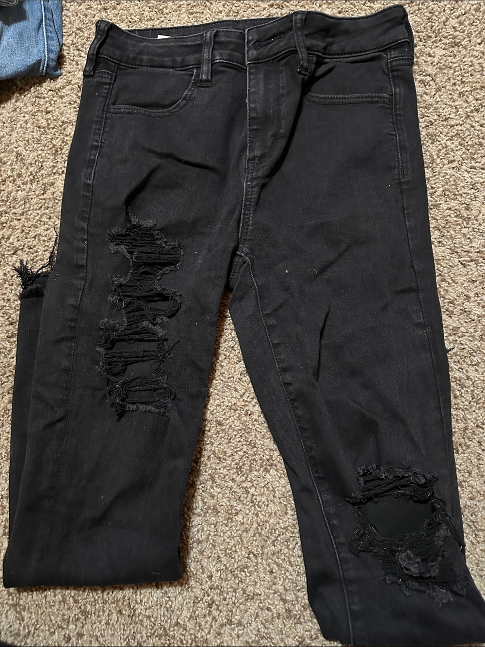 American Eagle Outfitters Black Ripped Skinny Jeans